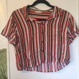 Striped Crop Button up
